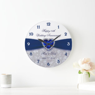 Damask 45:e Bröllop-årsdagen Clock Stor Klocka