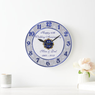 Damask 45:e Bröllop-årsdagen Clock Stor Klocka