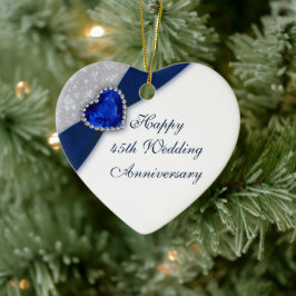 Damask 45:e Bröllop-årsdagen Heart Ornament