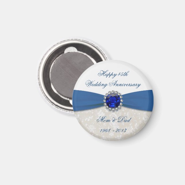 Damask 45:e Bröllop-årsdagen Magnet (Front/Back)