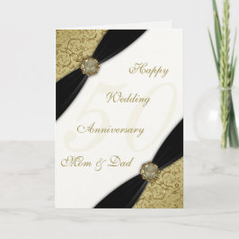 Damask 50-års bröllopsdag gratulationskort kort