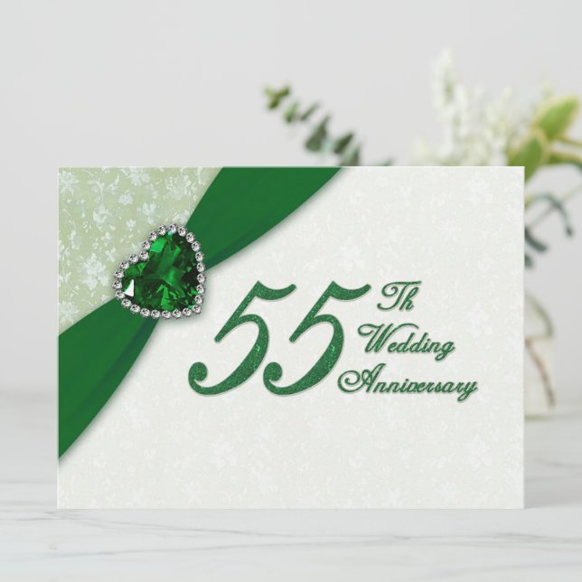 Damask 55-års bröllopsjubileum inbjudan (Stående Fram)