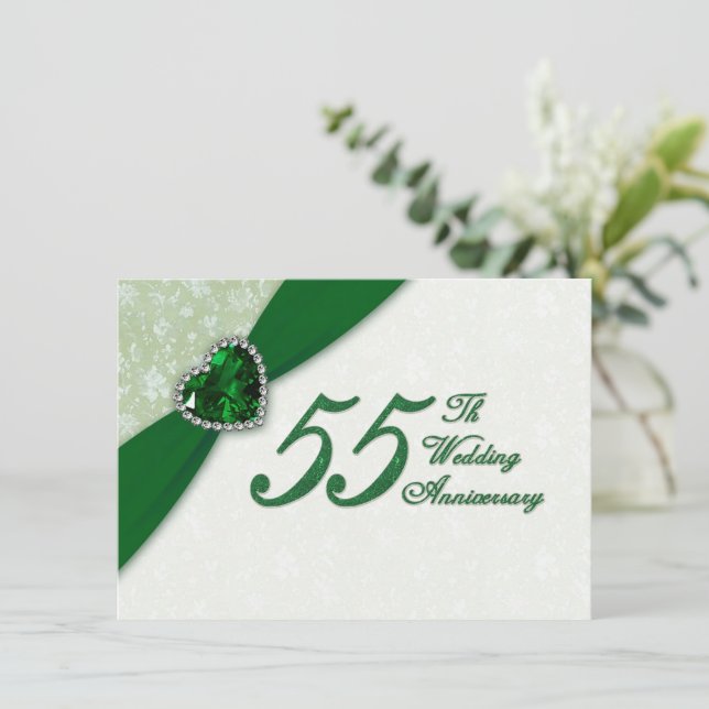 Damask 55-års bröllopsjubileums inbjudan (Stående Fram)