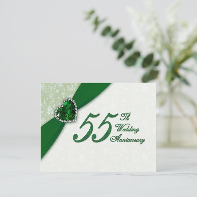 Damask 55-års bröllopsjubileums inbjudan (Stående Fram)