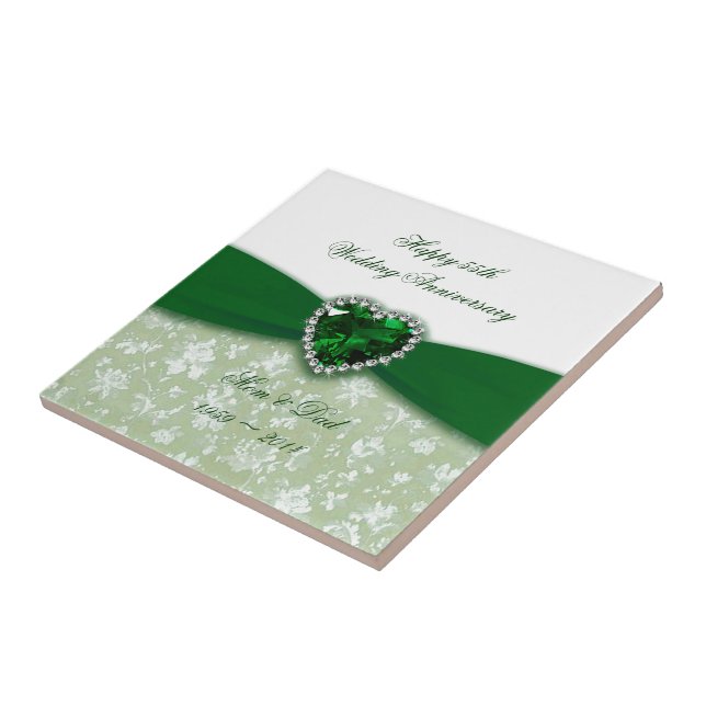 Damask 55-årsdagen Bröllop Kakelplatta (Sidan)