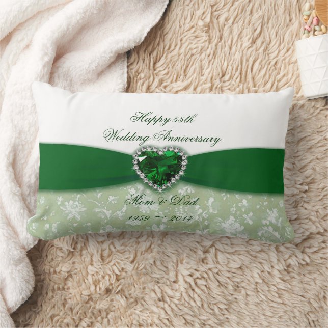 Damask 55-årsdagen Bröllop Lumbarkudde (Filt)