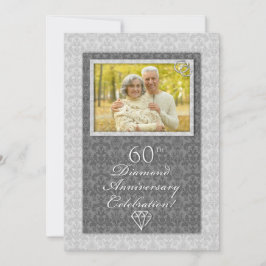 Damask 60-års diamantbröllopsfirande inbjudningar