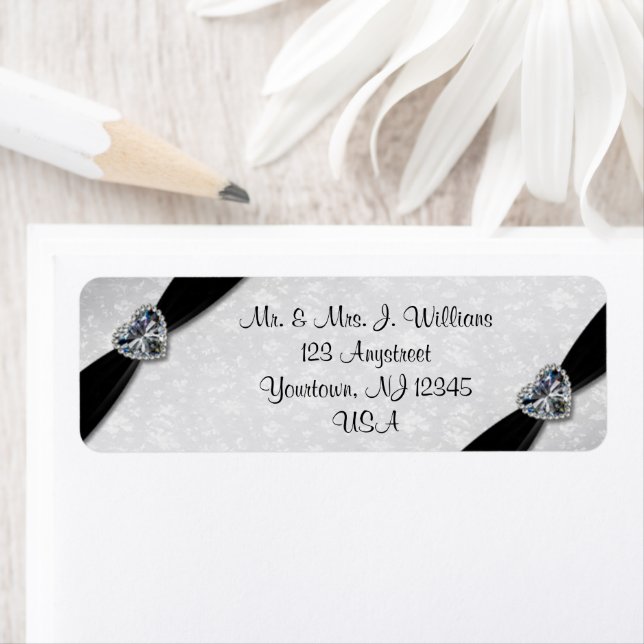 Damask 60-årsdagen Bröllop Returadress Etikett (Insitu)