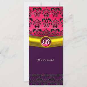 DAMASK ÄDELSTEN INITIALER INBJUDNINGAR