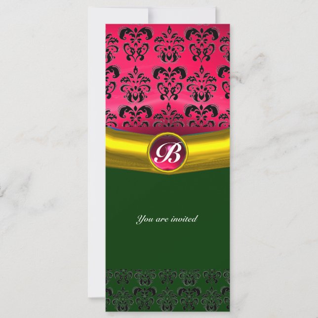 DAMASK ÄDELSTEN INITIALER INBJUDNINGAR (Framsida)