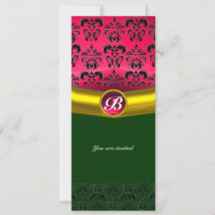 DAMASK ÄDELSTEN INITIALER INBJUDNINGAR