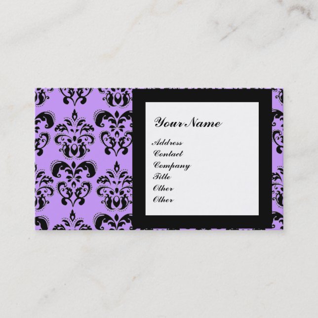 DAMASK ÄDELSTEN MONOGRAM, 2 topas, violett Visitkort (Framsida)