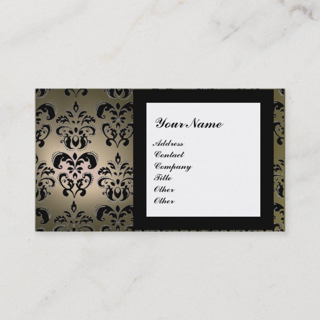DAMASK ÄDELSTEN MONOGRAM grå Visitkort (Framsida)