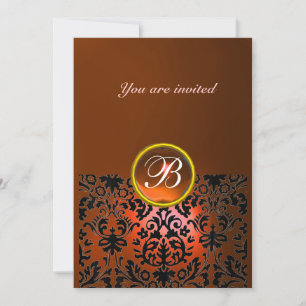 DAMASK ÄDELSTEN MONOGRAM orange agat, gul Inbjudningar
