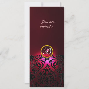 DAMASK ÄDELSTEN MONOGRAM röd burgunder Inbjudningar