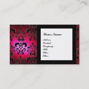 DAMASK ÄDELSTEN MONOGRAM röd burgunder Visitkort