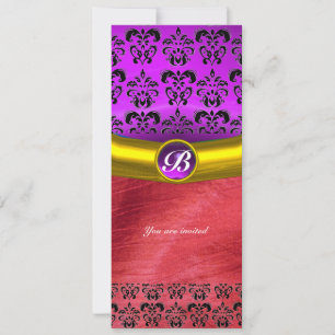 DAMASK ÄDELSTEN MONOGRAM rosa lila violett siden Inbjudningar