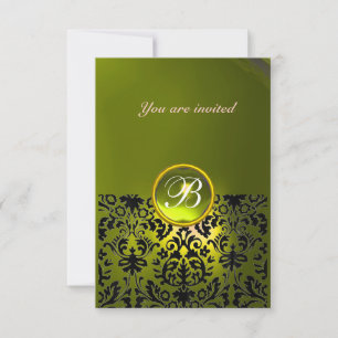 DAMASK ÄDELSTEN MONOGRAM topas gul rsvp Inbjudningar