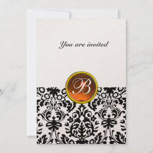 DAMASK ÄDELSTEN MONOGRAM topas orange guld Inbjudningar