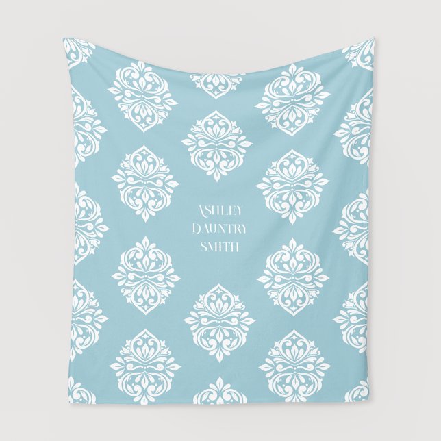 Damask Ambience Blek Cerulean Fleecefilt (Skapare uppladdad)
