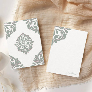 Damask Ambience Blek Olive & Mountbatten Rosa Anteckningskort