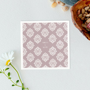Damask Ambience Blek Rosa Elegant bröllop Napkins Pappersservett