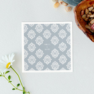Damask Ambience Cadet Blue Elegant bröllop Napkins Pappersservett