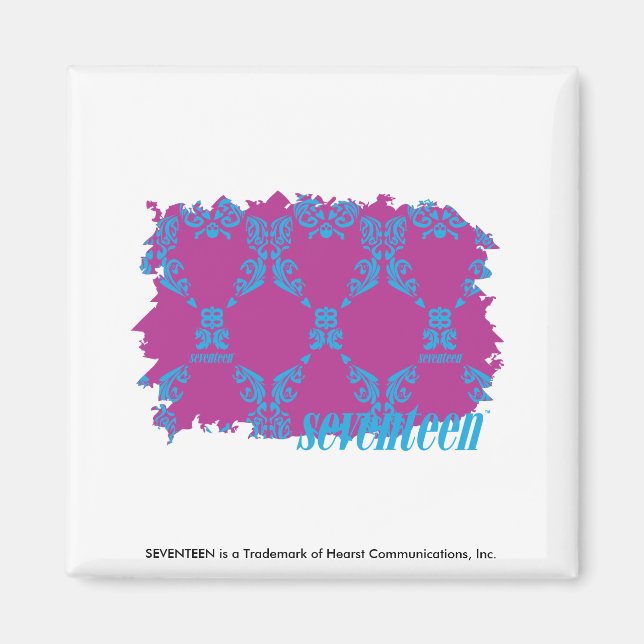 Damask Aqua-Lila 2 Magnet (Framsidan)
