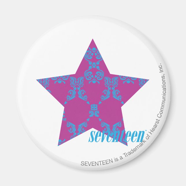 Damask Aqua-Lila 3 Magnet (Framsidan)