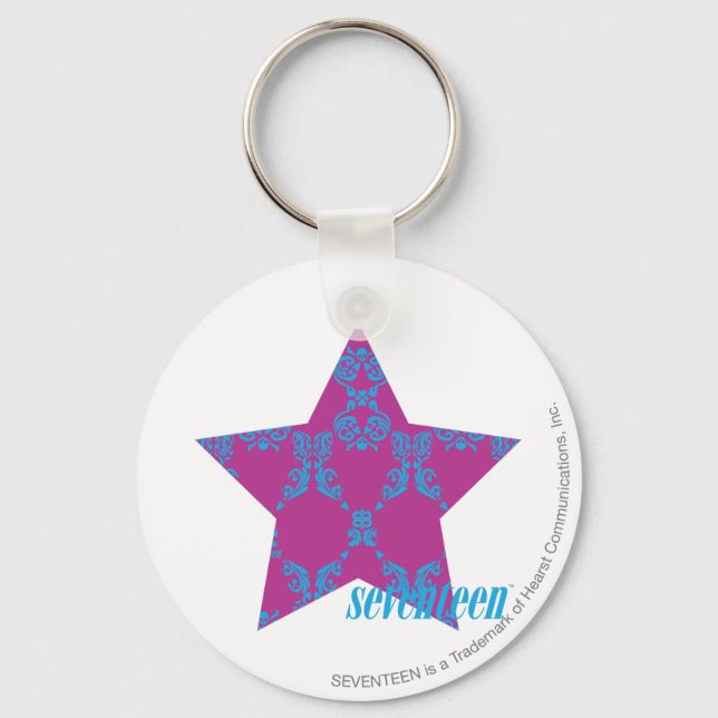 Damask Aqua-Lila 3 Nyckelring (Framsida)