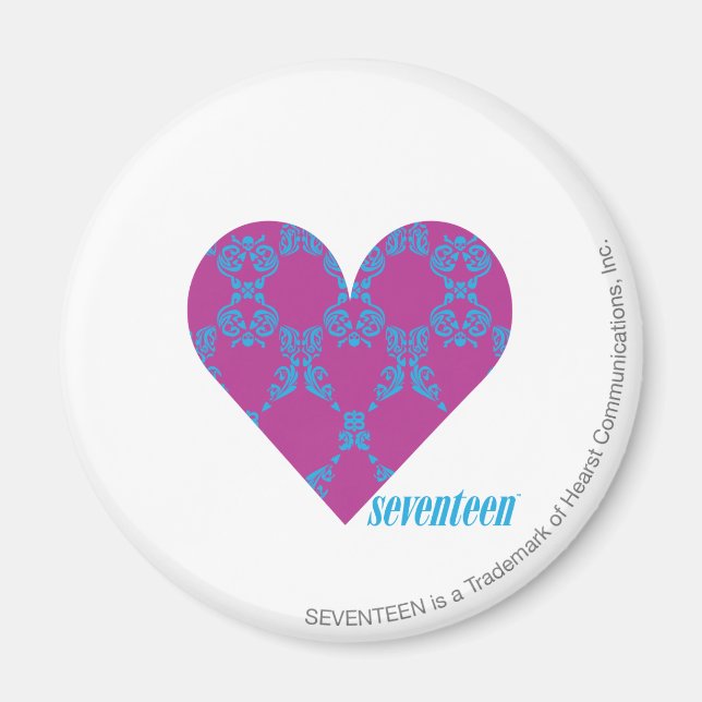 Damask Aqua-Lila 4 Magnet (Framsidan)