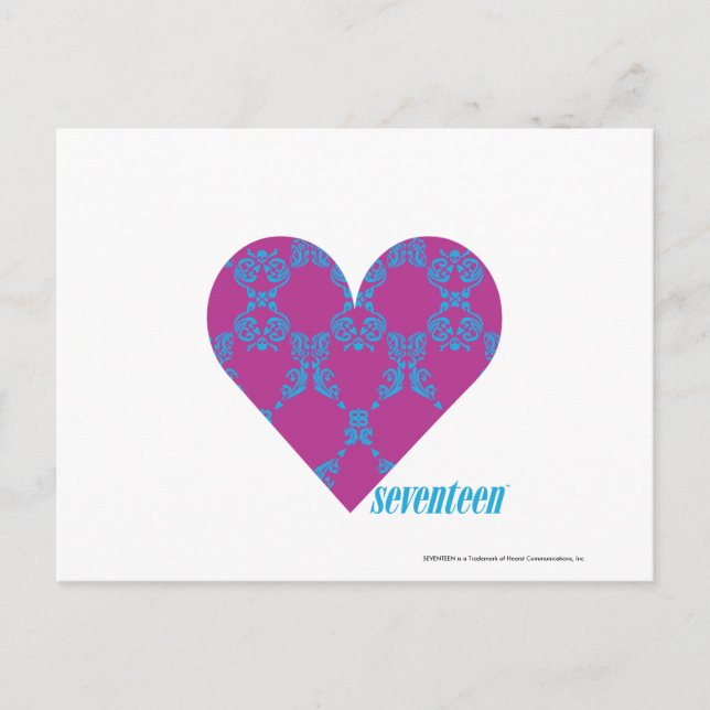 Damask Aqua-Lila 4 Vykort (Framsida)