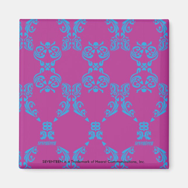 Damask Aqua-Lila Magnet (Framsidan)