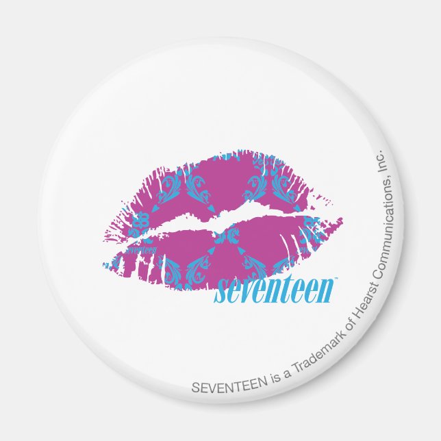 Damask Aqua-Lila Magnet (Framsidan)