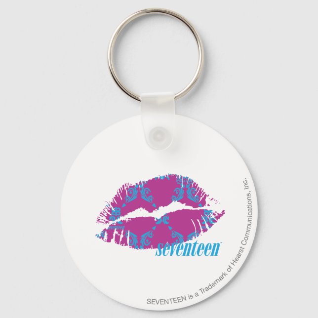 Damask Aqua-Lila Nyckelring (Framsida)