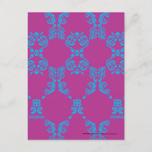 Damask Aqua-Lila Vykort
