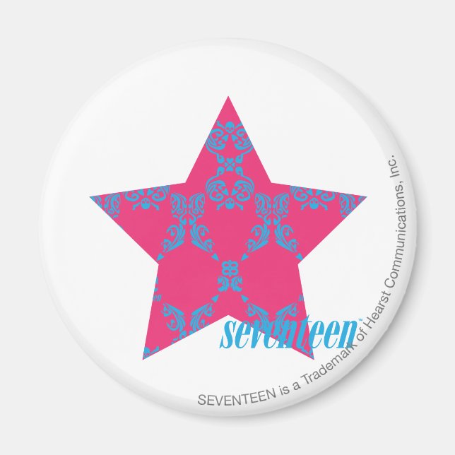 Damask Aqua-Magenta 2 Magnet (Framsidan)