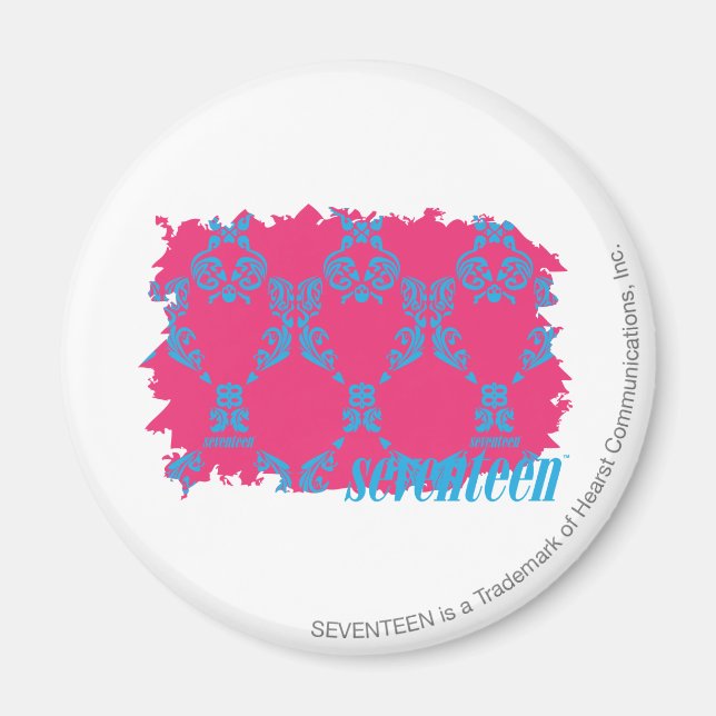Damask Aqua-Magenta 3 Magnet (Framsidan)