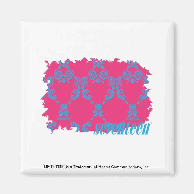 Damask Aqua-Magenta 3 Magnet (Framsidan)