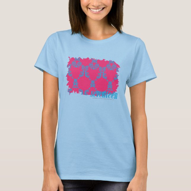 Damask Aqua-Magenta 3 Tee Shirt (Framsida)