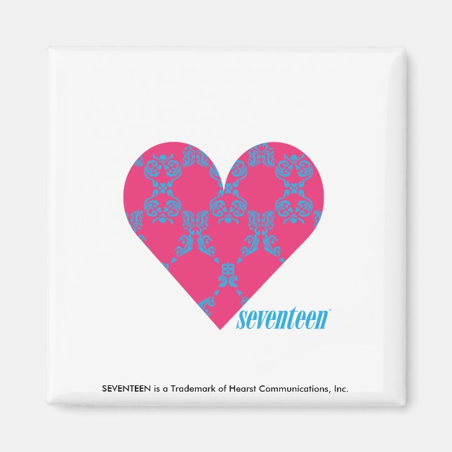 Damask Aqua-Magenta 4 Magnet (Framsidan)