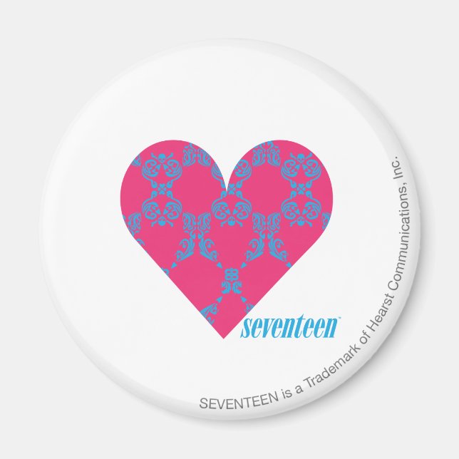 Damask Aqua-Magenta 4 Magnet (Framsidan)