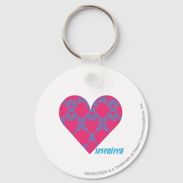 Damask Aqua-Magenta 4 Nyckelring (Framsida)