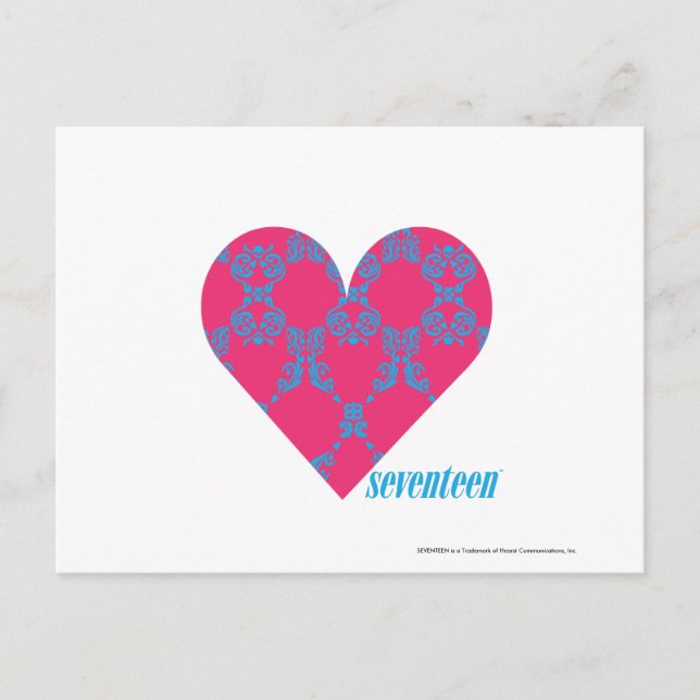 Damask Aqua-Magenta 4 Vykort (Framsida)