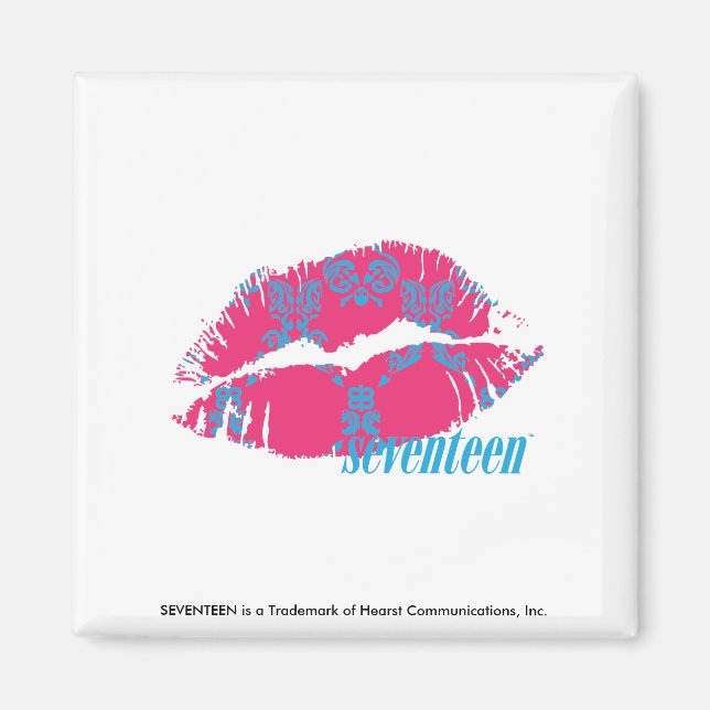 Damask Aqua-Magenta Magnet (Framsidan)