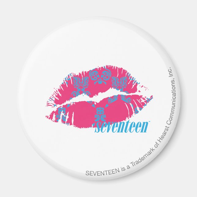 Damask Aqua-Magenta Magnet (Framsidan)