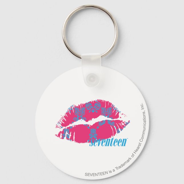 Damask Aqua-Magenta Nyckelring (Framsida)