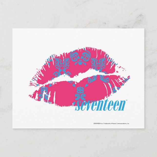 Damask Aqua-Magenta Vykort (Framsida)