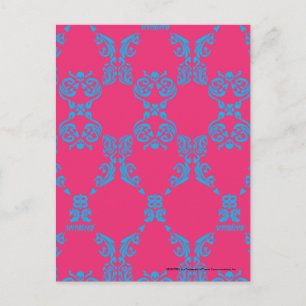 Damask Aqua-Magenta Vykort