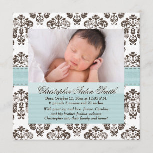 Damask Baby annons Blue och Brown Meddelande